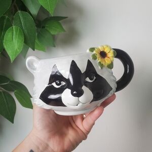 Raccoon Hand Poured Coffee Bean Scented Soy Wax Candle in Coffee Mug
